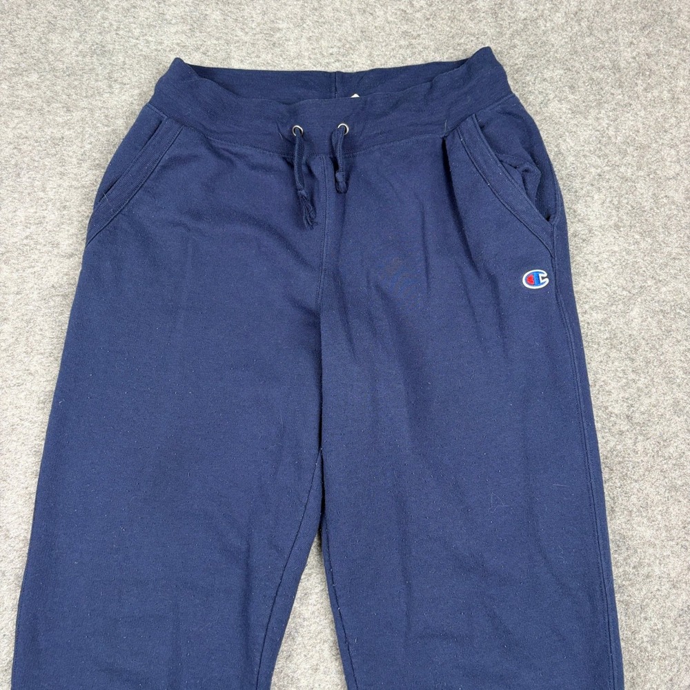 Champion Sweatpants Mens Medium Navy Blue Logo Joggers Fleece Athleisure Gym Y2K